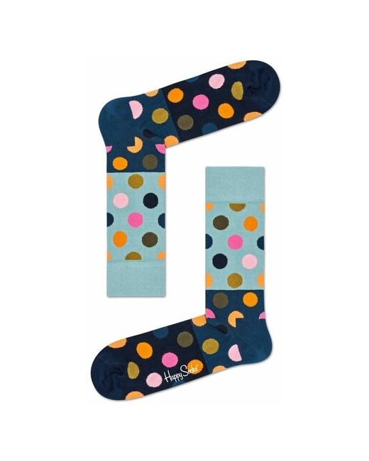 Happy Socks Сине-голубые носки Big Dot Block Sock в горох с голубым 29