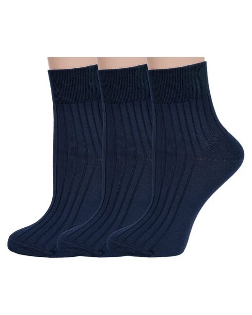 RuSocks Комплект из 3 пар женских носков Орудьевский трикотаж 100 хлопка темно размер 23