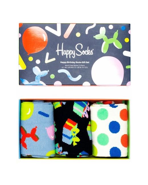 Happy Socks 3 Pack Birthday Party набор из трех пар разноцветных носков 36-40