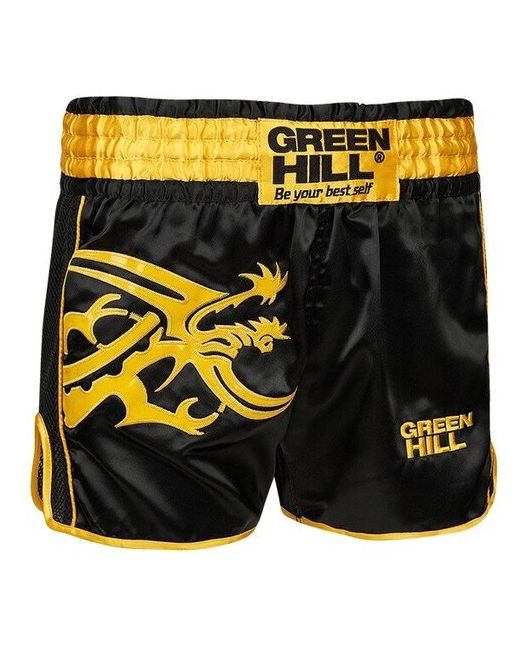 Green Hill TBSG-6621 Шорты для тайского бокса GARUDA черно-желтые 50-L