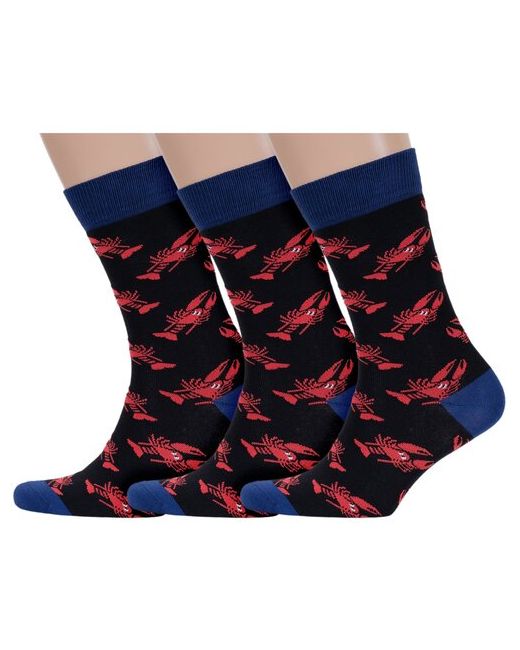 Красная Ветка Комплект из 3 пар мужских носков с-2015 черные размер 25-27