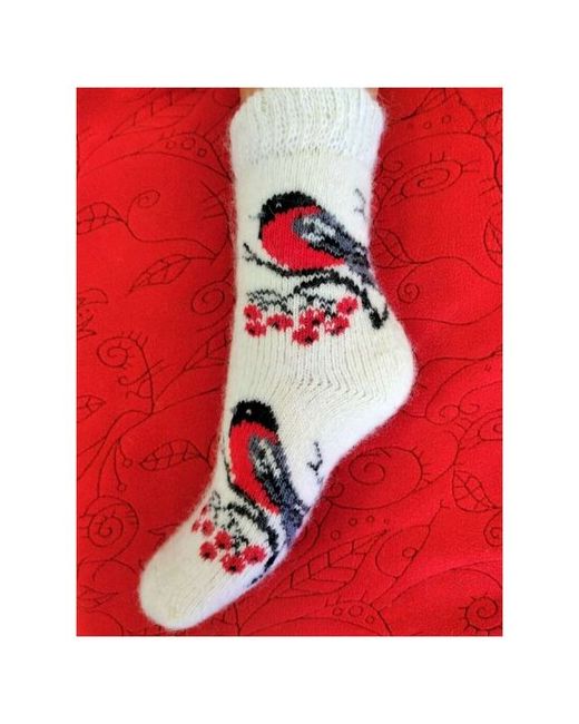 Россия Теплые зимние шерстяные носки для взрослых со снегирями. Размер 40