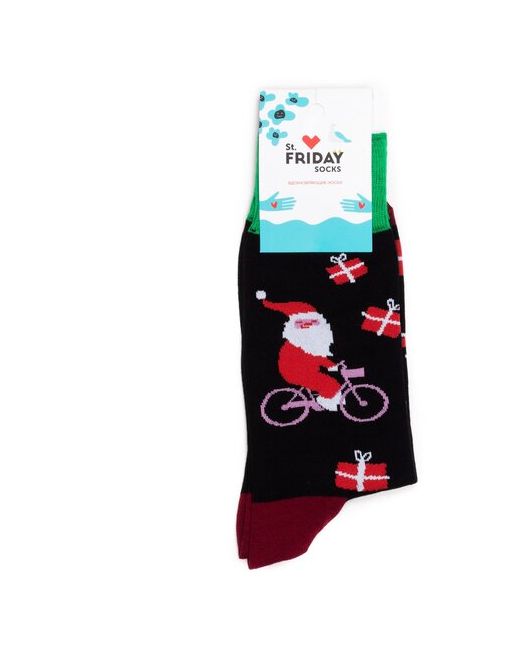 St. Friday Новогодние носки St.Friday Socks с сантой на велосипеде 38-41