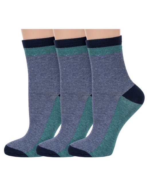 RuSocks Комплект из 3 пар женских носков Орудьевский трикотаж зеленые размер 23-25 39