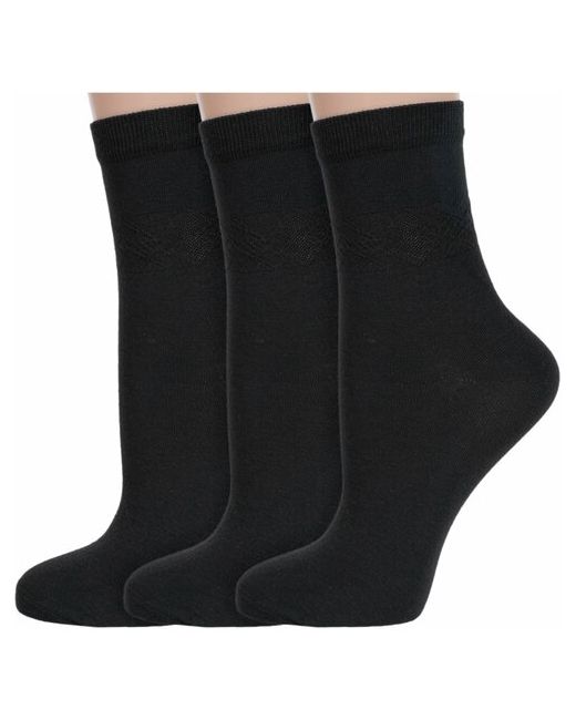 RuSocks Комплект из 3 пар женских носков Орудьевский трикотаж черные размер 23-25 39
