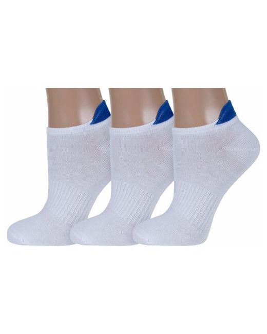 RuSocks Комплект из 3 пар женских носков Орудьевский трикотаж бело-васильковые размер 23-25