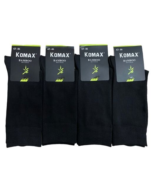 Komax Носки высокие из хлопка и бамбука в комплекте 4 пары черного цвета размер 43-46