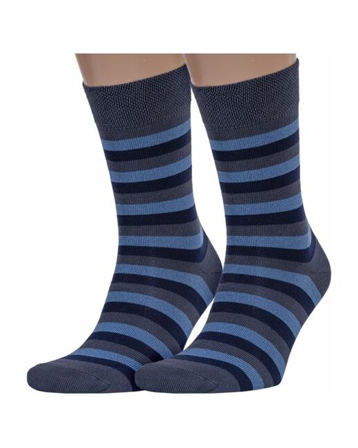 Брестские Комплект из 2 пар мужских носков БЧК рис. 014 серо-синие размер 25 40-41