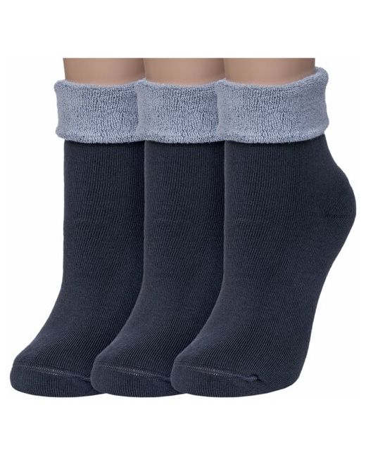 RuSocks Комплект из 3 пар женских махровых носков Орудьевский трикотаж темно размер 23-25