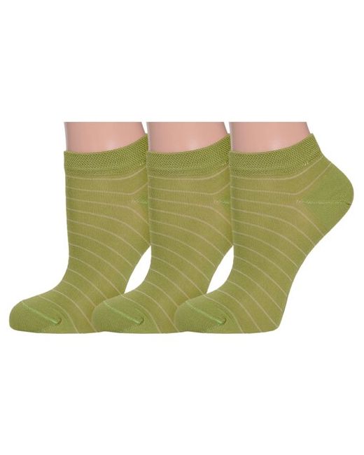 Grinston Комплект из 3 пар женских носков socks PINGONS микромодала оливковые размер 23
