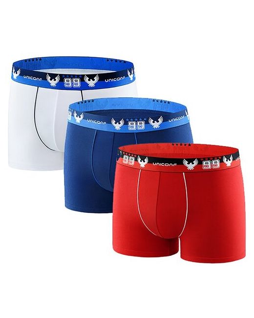 Uniconf Трусы боксеры BB12 комплект 3 шт белый-синий-красный Размер XXL