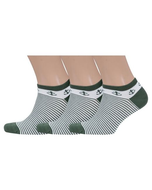 Grinston Комплект из 3 пар бамбуковых носков socks PINGONS оливковые размер 27/29 41-45