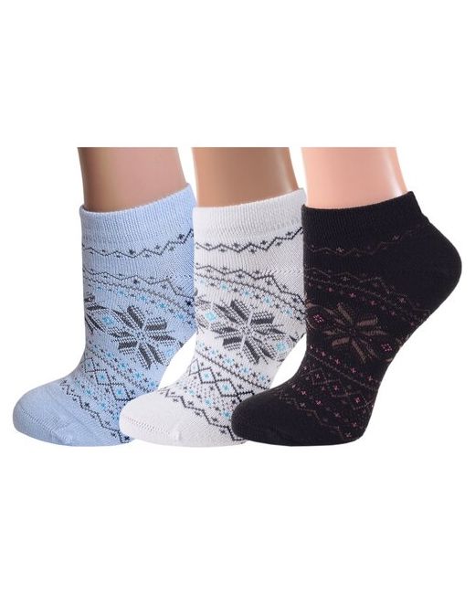 Grinston Комплект из 3 пар женских полушерстяных носков socks PINGONS микс 2 размер 23