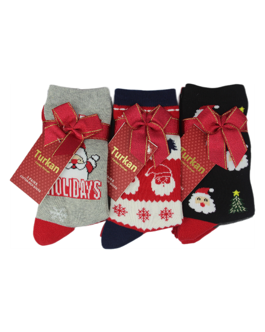 Tyrkan Комплект новогодних носков MY6940 Дед Мороз 3 пары 36-41 размеры