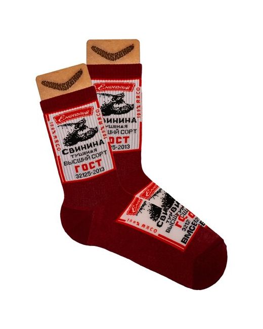 Booomerangs Цветные носки с прикольным принтом Тушенка Свинина из коллекции Стратегический запас 40-45 от BMGBRAND