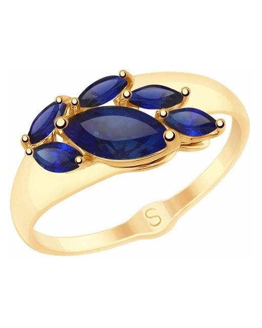 SOKOLOV Кольцо из золота с синими корундами синт. 715201 18.5