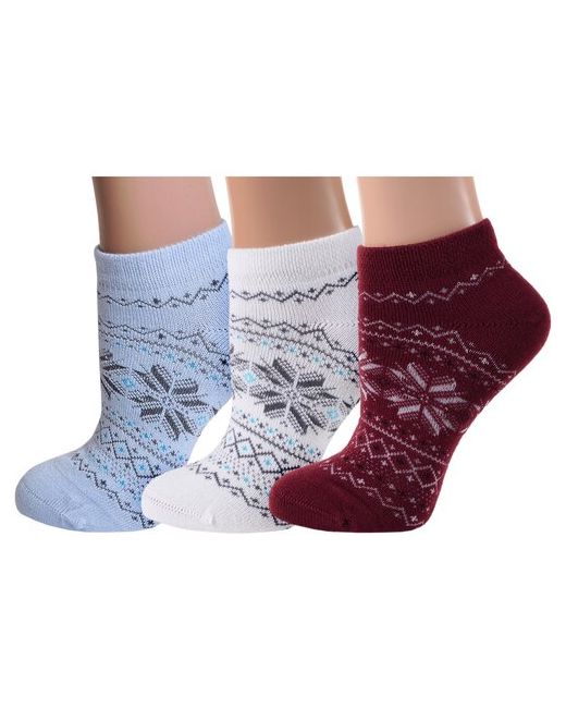 Grinston Комплект из 3 пар женских полушерстяных носков socks PINGONS микс 1 размер 23