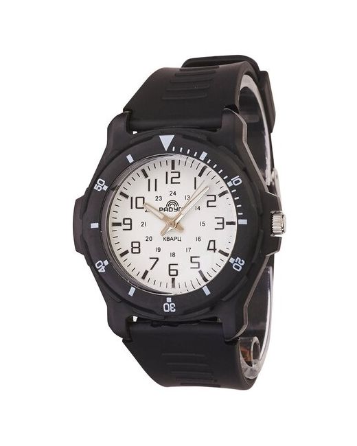 Радуга Часы наручные 609 белый циферблат. Кварцевые спортивные часы с оцифрованным безелем.