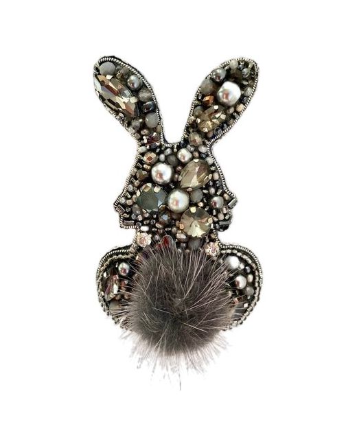 Your_beautiful_brooch Брошь ручная работа Символ 2023 года Серый кролик из бисера подарок женщине девушке на новый год и Рождество стильное украшение