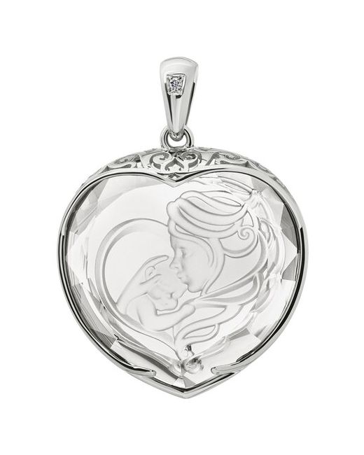 Ivena Кулон подвеска горный хрусталь с бриллиантом Сердце серебро 925
