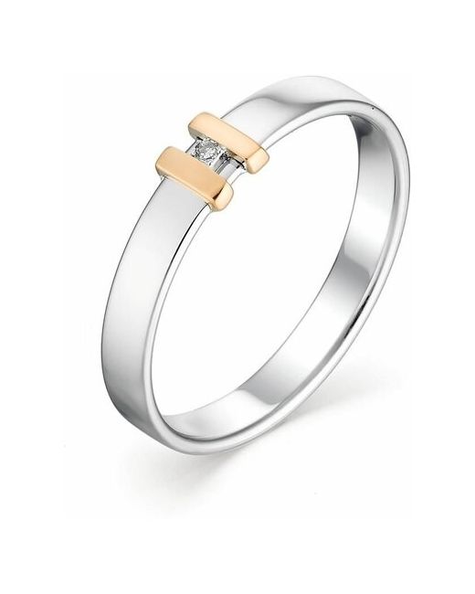 Diamant-Online Серебряное кольцо с золотой накладкой и бриллиантом 01-0259/000Б-00