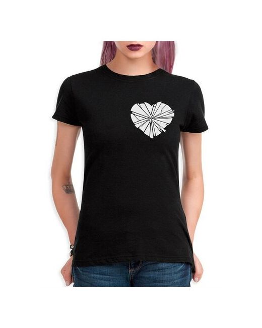 Dream Shirts Футболка с принтом Разбитое сердце Осколки сердца Черная 3XL