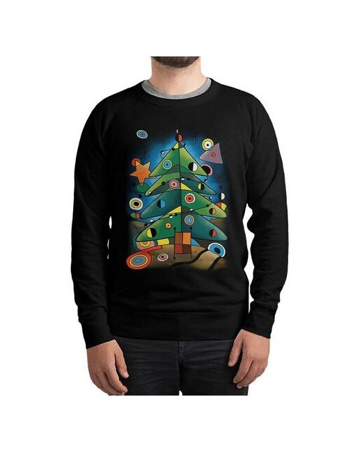 Dream Shirts Свитшот с принтом Кандинский Новогодняя ёлка Толстовка Черная Размер 46