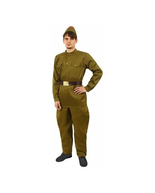 RusExpress Костюм Военный гимнастёрка брюки-галифе ремень пилотка р. 48 рост 176-180 см