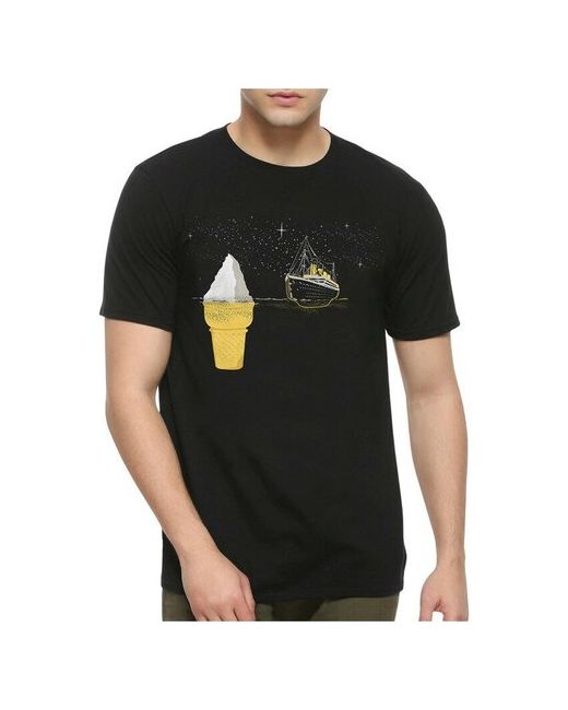 Dream Shirts Футболка с принтом Титаник и Мороженое Корабль Черная S