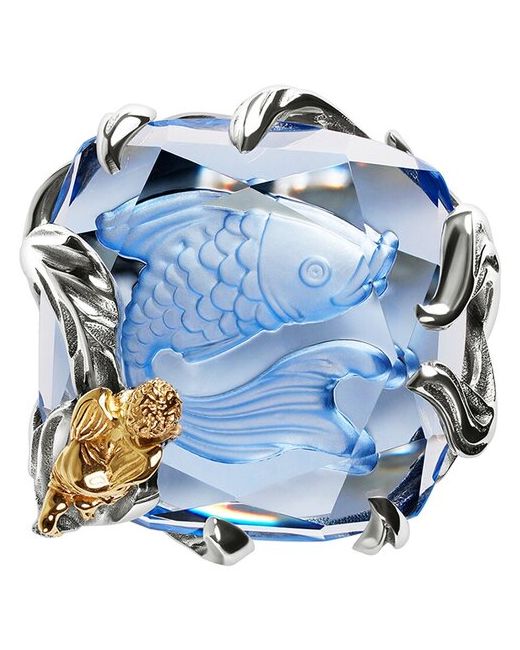 Ivena Кольцо с большим камнем Ангел у озера лавандовый кварц серебро золото. Размер 17.0