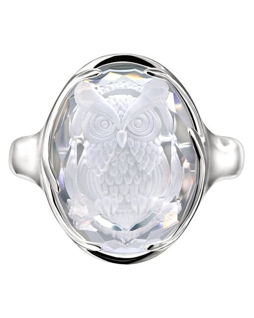 Ivena кольцо Сова минимализм с камнем горный хрусталь серебро 925. Размер 18.0