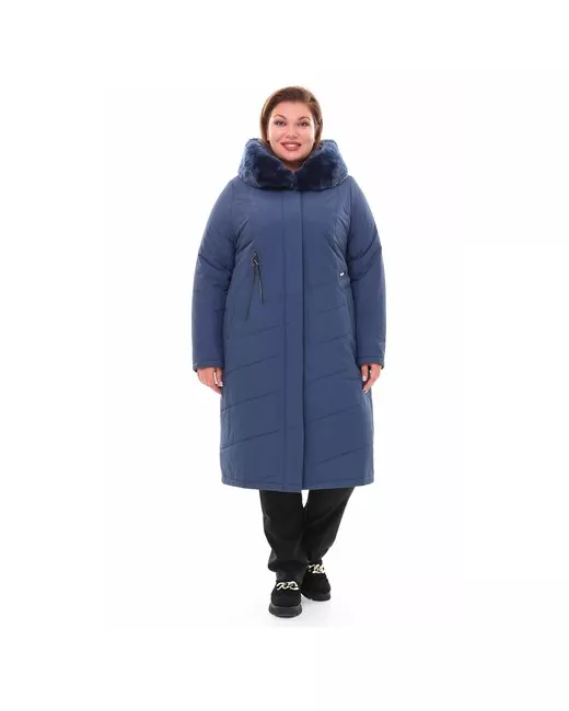Karmel Style Пальто зимнее кармельстиль с натуральным мехом кролик большие размеры капюшоном