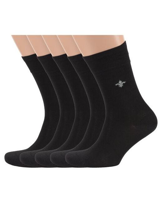 Lorenzline Комплект из 5 пар мужских носков черные размер 27 41-42