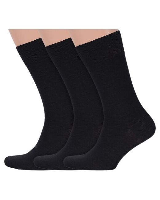 Lorenzline Комплект из 3 пар мужских полушерстяных носков черные размер 27 41-42