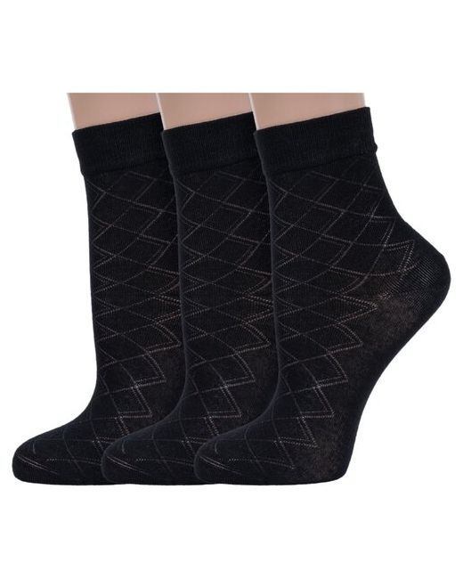 Lorenzline Комплект из 3 пар женских носков микромодала черные размер 25 37-38