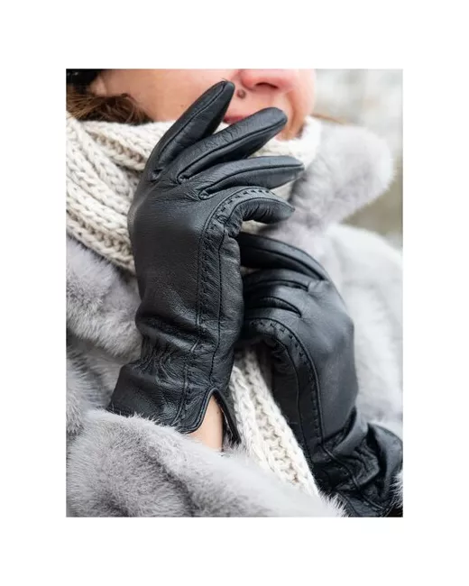 Hansker кожаные перчатки черные размер 8