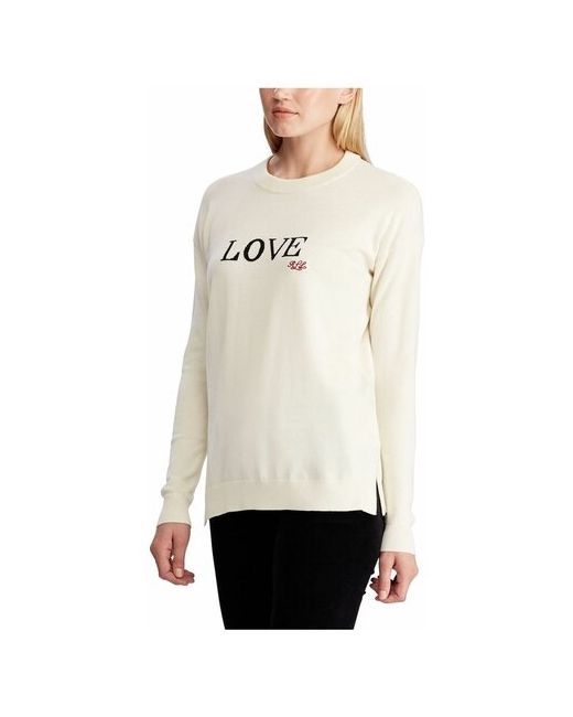 Ralph Lauren Свитшот XL молочного цвета с надписью love на груди Ivory Logo Graphic Long Sleeve Crew Neck Sweater