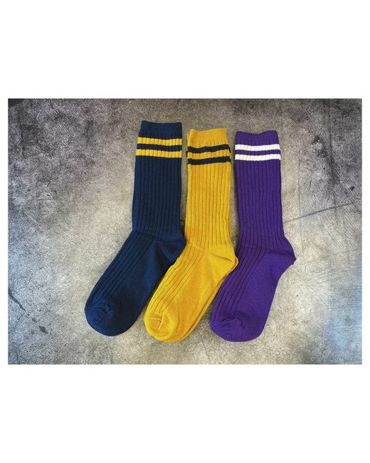 Red Socks Company Носки цветные однотонные унисекс в полоску размер 355-40 комплект 3 пары.тёмно-синий медово-жёлтый