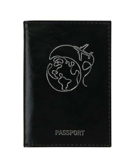 Brauberg Обложка для паспорта натуральная кожа наплак тиснение серебром Airplane черная 238212