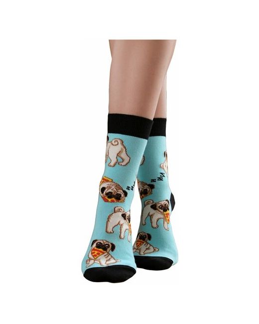 Lambonika носки с принтом Собачкино счастье светло-бирюзовый размер 38-40