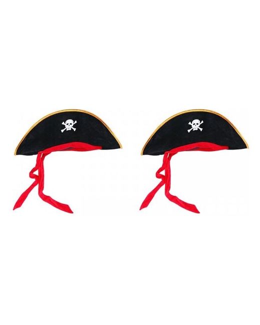 Happy Pirate Шляпа пирата Пиратская треуголка с красной лентой черепом Набор 2 шт.