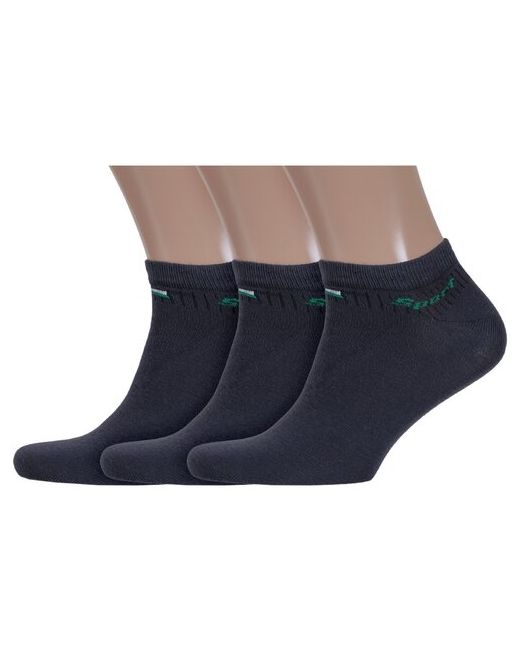 Vasilina Комплект из 3 пар мужских носков графитовые с зеленым размер 23-25