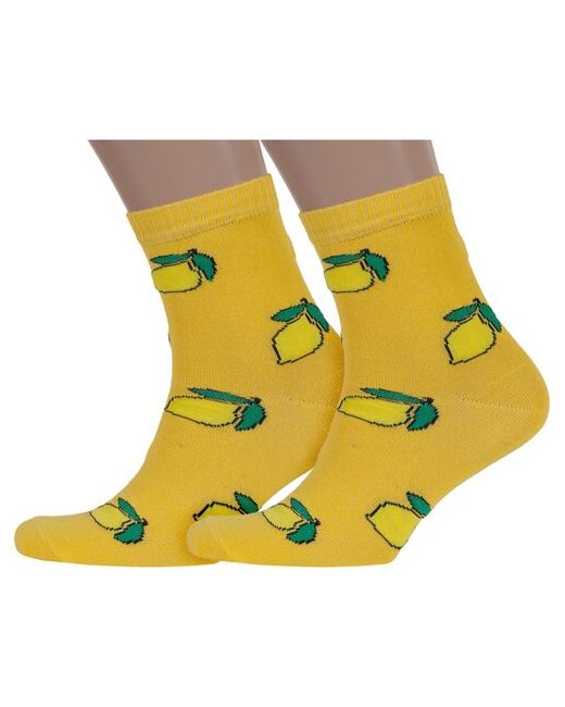 Vasilina Комплект из 2 пар мужских носков 1с3488 желтые с лимонами размер 23-25