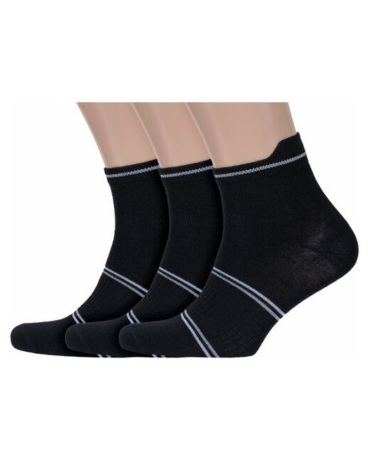 Vasilina Комплект из 3 пар мужских носков черные с серо-голубыми полосками размер 23-25