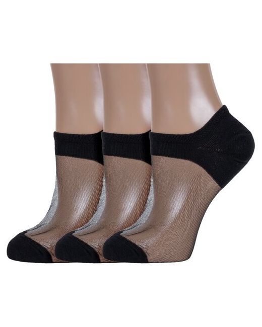 Vasilina Комплект из 3 пар женских носков черные размер 23-25