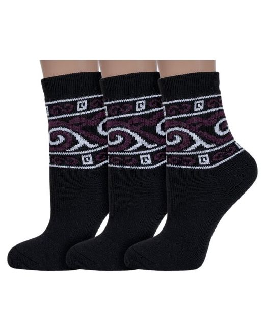Vasilina Комплект из 3 пар женских махровых носков черные размер 23-25