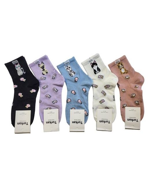 Turkan Комплект женских носков Котята разноцветные 5 пар размер