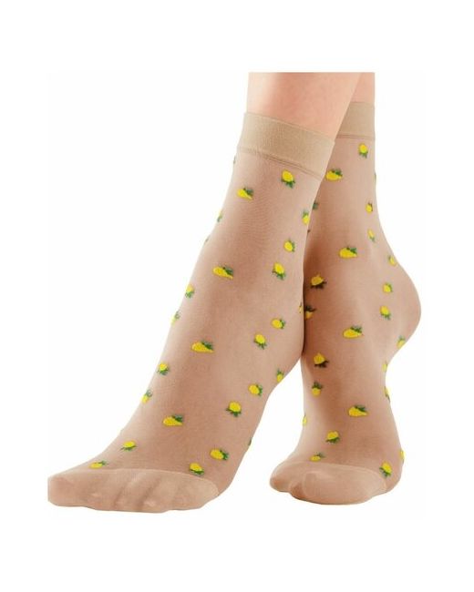 PrettyPolly Капроновые носочки с лимончиками Lemon Anklets S-M-L телесный