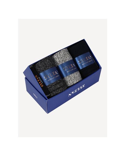 RedKino Носки из собачьей шерсти 3 пары кусочек мыла подарочный вариант в коробочке темно-синий/графит синяя