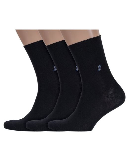 Vasilina Комплект из 3 пар мужских носков без резинки черные размер 27-29